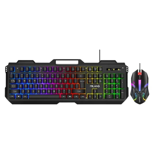 Mi Lang T808 Metal Iron Manipulator Gaming Keyboard and Mouse Set Wired Colorful Luminous Floating Key