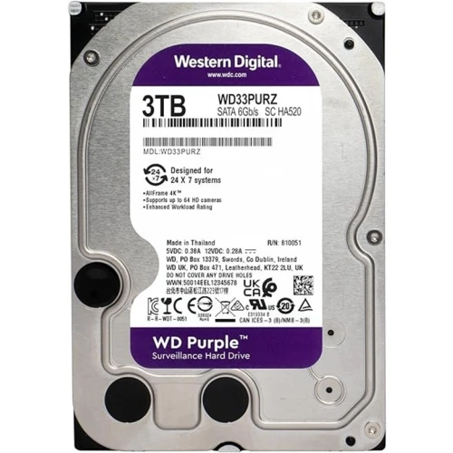 WD Purple 3TB Surveillance Internal Hard Drive HDD