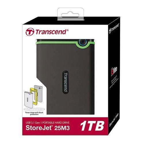 External Transcend Hard Disk - 1TB USB 3.1 - Black