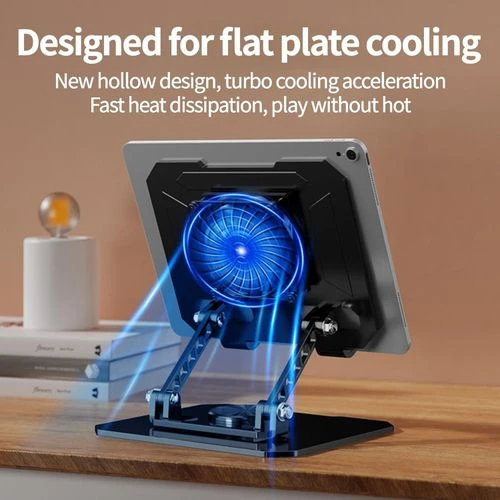 Laptop Stand, Aluminum Alloy Folding Rack 360 Degree Rotating with an RGB Magnetic Cooling Fan