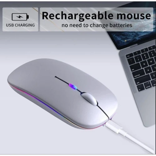 Bluetooth + 2.4G Dual-mode Ultra Thin Rechargeable LED Optical Mouse - Silver