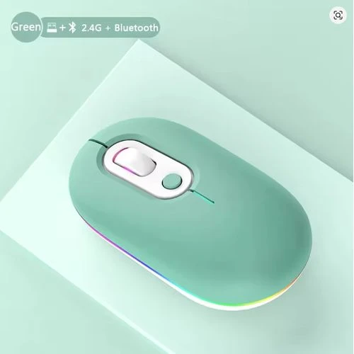 Wireless Bluetooth + 2.4G Dual-mode Rechargeable LED Optical Mouse- Green