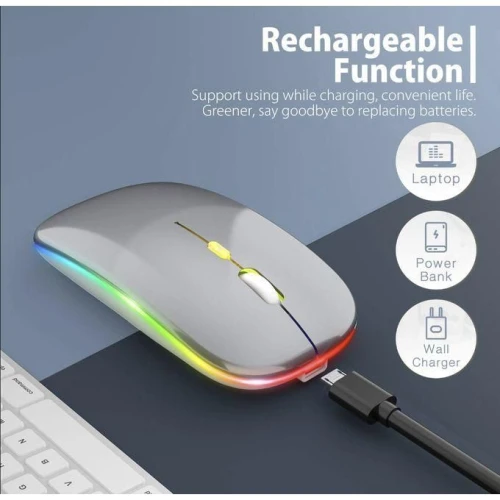 Bluetooth + 2.4G Dual-mode Ultra Thin Rechargeable LED Optical Mouse - Grey