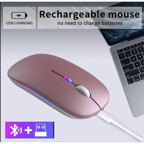 Bluetooth + 2.4G Dual-mode Ultra Thin Rechargeable LED Optical Mouse -Rose Gold